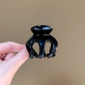 Elegant black French tulle hair claw clip with pearl beads for voluminous hairstyles - Pumpkin 5cm Glossy Black