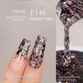 Nail polish gel F148 Night Starry sky black with glitters and plant-based formula - F148 Night Star