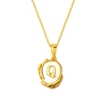 Gold-plated lava style necklace featuring an irregular shell letter Q pendant - Letter Q