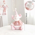 Detail view of 35cm pink sequin reindeer plush doll with weight and height measurements - Pink Sitting Mouse Reindeer