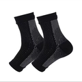 Black open-toe ankle compression socks with support knit pattern on white background - L/XL / Black with White Polka Dots