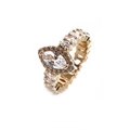 Anello regolabile dorato con zirconi taglio marquise e incastonatura pavé - Aperto Regolabile / Bianco