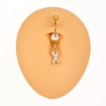 Piercing ombelico dorato con zircone in cristallo e ciondolo lettera X con brillantini - Lettera X (Z-267) / Argento