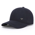 Gorra de béisbol de invierno para hombre en sarga azul marino con orejeras y detalle de metal - Ajustable / Azul marino