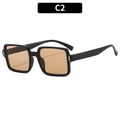 Vintage small square sunglasses in black frame with light brown lenses and silver studs - Black Frame Tea Lens