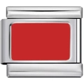 Italian charm link in silver finish with red enamel rectangle for modular bracelets - 0097-square Red