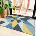 Absorbent bath mat with geometric triangle patterns in yellow and blue colors - 100*120CM / Nordic Abstract 5