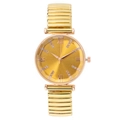 Damen Quarz-Armbanduhr in Gold mit römischen Ziffern und dehnbarem Metallarmband - Gold