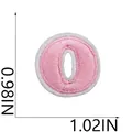 Pink letter O embroidery patch with white border measuring 2.5 x 2.6 cm for clothing - O (Pink)