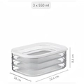 Set di 3 contenitori impilabili da 550 ml con coperchi ermetici in plastica trasparente - 22.5x16x8.5cm / 3 Strati/3x550ml
