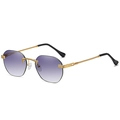 Randlose Sechskant-Sonnenbrille mit lila Verlaufsgläsern und goldenen Metallbügeln - Goldrahmen Doppelter Grauer Linse C3