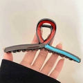 Elegant large tulip hair claw clip in black with red and blue accents for high-end styling - Crossed / 13cm / Blue Brown