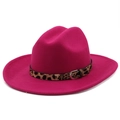 Dettaglio cappello in lana fucsia con fascia leopardata e fibbia metallica argento - M (56-58cm) / Rosa Rossa
