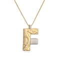 Two-tone gold and silver letter F pendant necklace with unique textured finish - Letter F