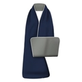 Waterproof adult bib in deep blue with grey trim and secure crossover strap design - Double Layer / Dark Blue