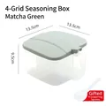Green 4-compartment seasoning box with spoons, dimensions 13.5x9.5cm kitchen storage - 4-Grid - Matcha Green