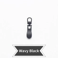 Universal black wavy metal zipper puller replacement for jackets and luggage repairs - Wavy Shape - Black