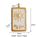 Golden sun charm with white enamel and sun rays pattern for necklaces and bracelets - Tarot Sun White Enamel