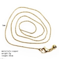 Detailed view of a 45cm golden copper bead chain necklace with 1mm beads on white backdrop - 1.0mm Bead Chain