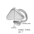 Bague ouverte en acier inoxydable argent poli avec doubles triangles arrondis - Style Triangle Arrondi Décalé (A288) / Acier