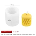 Honeycomb silicone candle mold with finished beeswax candle in small size - Small Honeycomb LZ-267