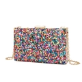 Colorful crystal evening clutch bag with gold metal clasp and chain shoulder strap - Colorful
