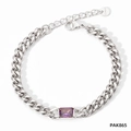 Bracciale cubano in acciaio inossidabile argento con zircone viola rettangolare - Argento/Zircone Viola