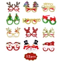 12pcs Christmas party glasses set with glitter reindeer antlers and holiday motifs - Christmas Glasses Set 10 (12pcs)