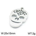 Gothic punk style hollow skull pendant in stainless steel measuring 25x15mm - 25x15mm / Steel Color (KLJ7109-Z)