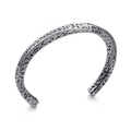 Vintage oxidized silver open cuff bracelet for men with textured industrial finish - Steel Color (KB97552-BD)
