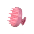 Pink round scalp massage brush with soft silicone bristles and easy-grip handle - Wheat Straw Pink with Round Hole