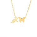 Minimalist gold stainless steel butterfly necklace with K letter and heart pendant - Letter K