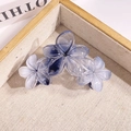 Blue and white gradient frangipani hair claw clip with three-flower resin design - Triple Flower Gradient Grey