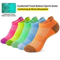 Five-color pack of anti-slip cushioned athletic crew socks with thick towel sole - Ankle Socks / Bright Colors Mixed