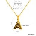 18k gold plated stainless steel letter A necklace with unique bark texture finish - Gold Letter A
