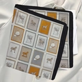 Silk square scarf featuring vintage equestrian horse prints and elegant border design - Patchwork Gray Horse Silk Scarf / 65