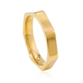 Anillo geométrico hexagonal de acero inoxidable dorado pulido para hombre con facetas - Hexágono / Dorado
