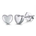 A pair of minimalist heart-shaped stud earrings made of S925 sterling silver in silver finish - Silver Heart Style (APE43-P)