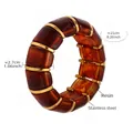 Bernstein-Resin-Armband mit vergoldeten Edelstahlringen und 2,7 cm breiten Segmenten - Bernstein