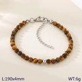 Tiger eye beaded bracelet with 4mm stones and adjustable silver clasp, 190mm length - Style 1 Steel Color Tiger Eye (KB207120-Z)