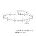 Detalle de pulsera de cadena con estrellas doradas con sello K18 y cierre ajustable - Color Acero