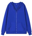 Oversized koningsblauwe hoodie met ritssluiting en trekkoord voor tieners in effen kleur - Koningsblauw