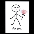 Healing card with natural heart-shaped rose quartz crystal and For You text - Rose Quartz