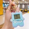 Light blue bear-shaped mini handheld game console keychain with LCD screen and gold clasp - Blue Bear Mini Game Console