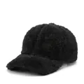 Cappellino da baseball nero in peluche con finitura in pile morbido per il calore invernale - Nero