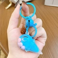 Cute blue ice cream liquid quicksand keychain with small bell and mini beads on hand - Mini Ice Cream Milk Bean - Blue