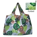 Foldable large capacity shopping bag with tropical leaf print and compact pouch mode - Monstera Leaf