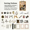 30pcs vintage sewing theme scrapbooking card set with clock and floral designs - Sewing Items