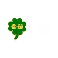 Green four-leaf clover enamel brooch with gold trim and lucky Chinese character - Lucky Clover