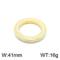 Pendente ad anello in acciaio titanio dorato con doppia fila di cristalli, 41mm - Ciondolo cavo rotondo dorato da 41mm (KLJ3580-Z)